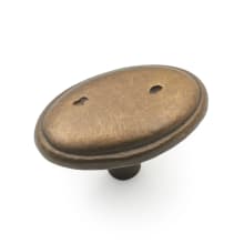  Distressed 1 5/8 Inch" Wide Rustic Country Oval Solid Brass Cabinet Knob / Drawer Knob