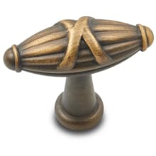 Small Lines and Crosses 1-11/16" Wide Solid Brass Ridged Football T Bar Cabinet / Drawer Knob