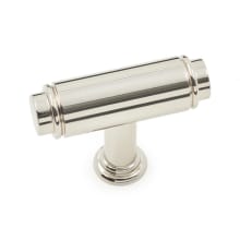 Cylinder 1 13/16" Modern Industrial  T Bar Solid Brass Cabinet Knob / Drawer Knob