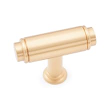 Cylinder 1 13/16" Modern Industrial  T Bar Solid Brass Cabinet Knob / Drawer Knob