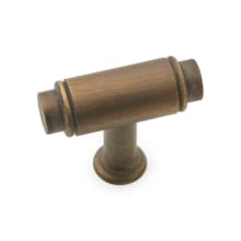 Cylinder 1 5/8" Modern Industrial T Bar Solid Brass Cabinet Knob / Drawer Bar Knob