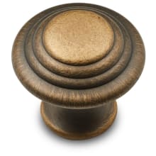 Stepped Ring 1-1/4" Round Solid Brass Mushroom Cabinet / Drawer Knob