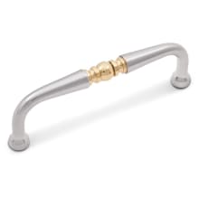 Barrel 3-1/2" Center to Center Solid Brass Traditional Single Knuckle Cabinet Handle / Drawer Pull - Split Finish