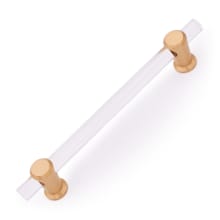 Radiance 6" Center to Center Modern Acrylic Bar Cabinet Handle Drawer Pull with Solid Brass Mounts