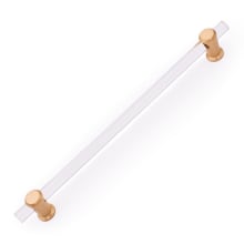 Radiance 10" Center to Center Large Modern Acrylic Bar Cabinet Handle / Drawer Pull with Solid Brass Mounts