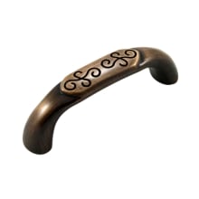 Palermo 3 Inch Center to Center Arched Elegant Farmhouse Cabinet Handle / Drawer Pull with Etched Scroll