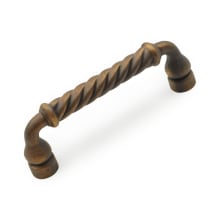 Twisted 3" Center to Center Rustic Traditional Rope Twist Solid Brass  Cabinet Handle / Drawer Pull