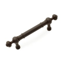 Industrial 3" Center to Center Pipe Bar Solid Brass Cabinet Handle / Drawer Pull with Finial Ends