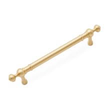 Industrial 5" Center to Center Vintage Solid Brass Pipe Bar Cabinet Pull / Handle with Decorative Ball Finial Ends