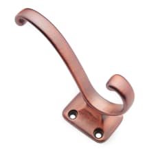 Traditional 1.25" Wide Scroll Double 2 Prong Solid Brass Bathroom Towel Robe Coat and Hat Hook