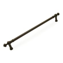 Traditional Industrial 18" Center to Center Solid Brass Bar Appliance Handle / Appliance Pull with Finial Ends
