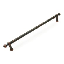 Traditional Industrial 18" Center to Center Solid Brass Bar Appliance Handle / Appliance Pull with Finial Ends