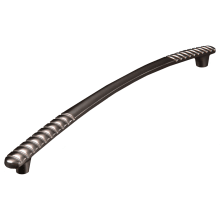 Ridged Edge 18" Center to Center Modern Industrial Solid Brass Flat Oval Bar Appliance Handle / Appliance Pull