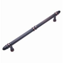 Grooved Bar 12" Center to Center 15-1/2" Long Traditional Bar Appliance Pull with Petal Ends