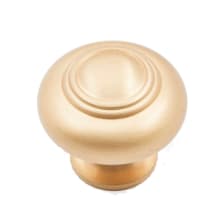 Small Double Ringed 1 1/4" Vintage Traditional Round Solid Brass Cabinet Knob / Drawer Knob
