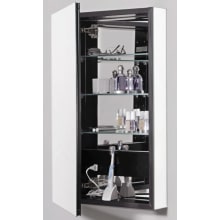PL 15" x 40" Frameless Medicine Cabinet Left Hinged with Flat Mirror and Electrical Outlet