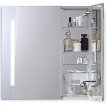 AiO 35-1/4" x 30" x 4-5/8" Double Door Medicine Cabinet with Large Door at Left, Task Lighting, and Audio