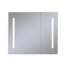 AiO 35-1/2" x 30" x 4" Lighted Double Door Medicine Cabinet with Large Door at Left, Task Lighting, and Interior Illumination