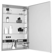 M Series 12" x 30" x 4" Plain Single Door Medicine Cabinet with Hinge Right, Interior Lighting, Integrated Outlets, and Integrated USB