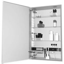 M Series 16" x 40" x 4" Flat Plain Single Door Medicine Cabinet with Left Hinge, Integrated Outlets, and Interior Lights