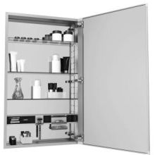 M Series 16" x 40" x 4" Flat Plain Single Door Medicine Cabinet with Right Hinge and Magnetic Organization