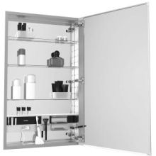 M Series 16" x 40" x 4" Flat Plain Single Door Medicine Cabinet with Right Hinge, Integrated Outlets, and Interior Light