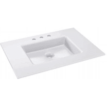 31" x 22" V14 Glass Vanity Top with Integrated 3 Hole Sink