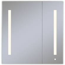 AiO 29-1/4" x 30" x 4" Double Door Medicine Cabinet with Large Door at Left, Dimmable Lighting and Electrical Outlet