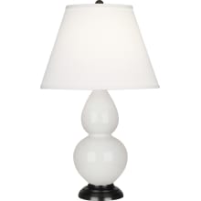 Farmhouse Retro Double Gourd 23" Vase Table Lamp with Bronze Accents and a Pearl Dupioni Shade