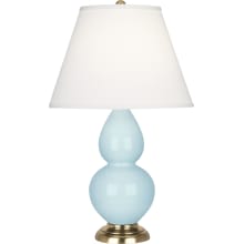 Double Gourd 23" Vase Table Lamp with Brass Accents and a Pearl Dupioni Shade