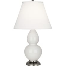 Double Gourd 23" Vase Table Lamp with Silver Accents and a Pearl Dupioni Shade