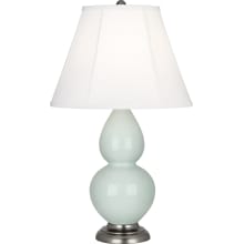 Double Gourd 23" Vase Table Lamp with Silver Accents and an Ivory Silk Shade