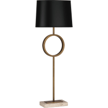 Logan 30" Novelty Table Lamp with a Travertine Base and Opaque Parchment Shade