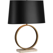 Logan 25" Novelty Table Lamp with a Travertine Base and Opaque Parchment Shade