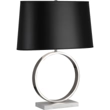 Logan 25" Novelty Table Lamp with a Carrara Marble Base and Opaque Parchment Shade