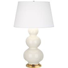 Farmhouse Triple Gourd 33" Vase Table Lamp with Brass Accents