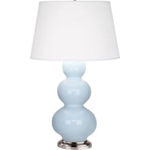 Triple Gourd 33" Vase Table Lamp with Silver Accents