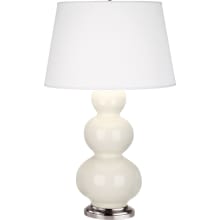 Triple Gourd 33" Vase Table Lamp with Silver Accents