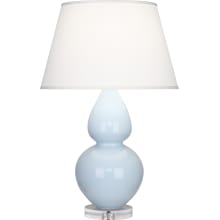 Double Gourd 31" Vase Table Lamp with Lucite Accents and a Dupioni Fabric Shade