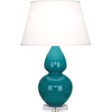 Double Gourd 31" Vase Table Lamp with Lucite Accents and a Dupioni Fabric Shade