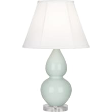 Double Gourd 23" Vase Table Lamp with Lucite Accents and an Ivory Silk Shade