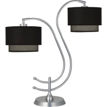 Charlee 2 Light 25" Tall Arc Table Lamp with Black Shades