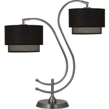 Charlee 2 Light 25" Tall Arc Table Lamp with Black Shades