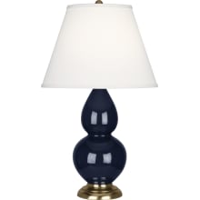 Double Gourd 23" Vase Table Lamp with Brass Accents and a Pearl Dupioni Shade