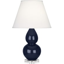 Farmhouse Retro Double Gourd 23" Vase Table Lamp with Lucite Accents and a Pearl Dupioni Shade