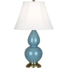 Double Gourd 23" Vase Table Lamp with Brass Accents and an Ivory Silk Shade
