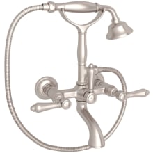 Italian Country Bath Wall Mounted Tub Filler with Built-In Diverter - Includes Hand Shower