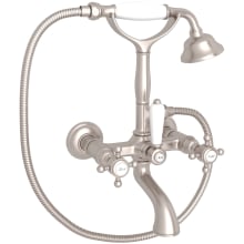 Italian Country Bath Wall Mounted Tub Filler with Built-In Diverter - Includes Hand Shower