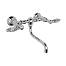 Country Bath Wall Mounted Bathroom Faucet with Swarovski Crystal Lever Handles