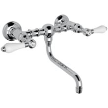 Acqui 1.2 GPM Wall Mounted Widespread Bridge Bathroom Faucet with Porcelain Lever Handles